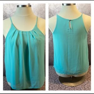 Teal chiffon flowy tank top blouse
